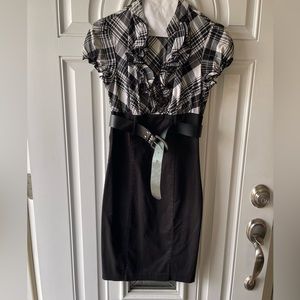 Speechless Plaid Belted Skirt Dress with Ruffles